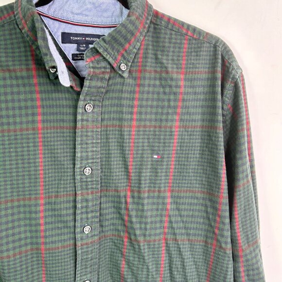 Tommy Hilfiger green button down flannel size Large - Picture 5 of 5